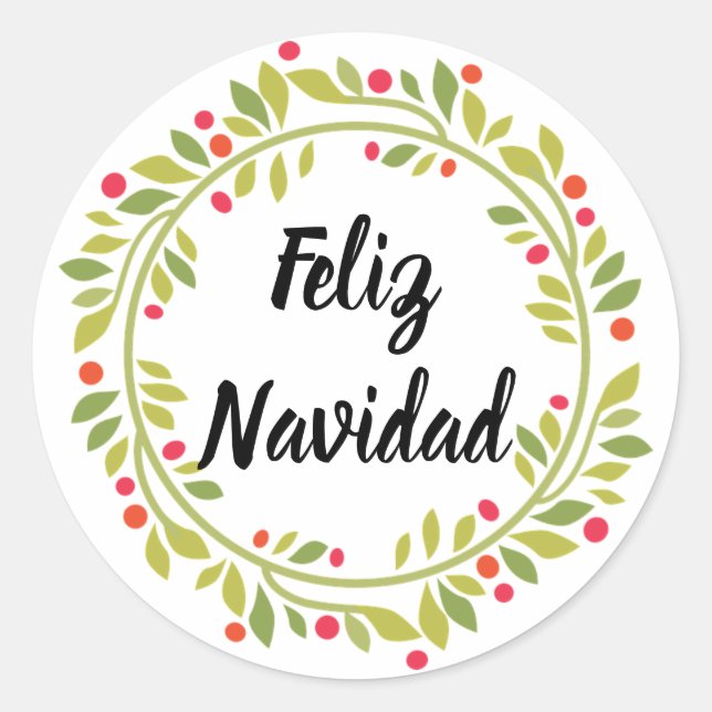 Pegatina Redonda Feliz Navidad navideño Navidades (Anverso)