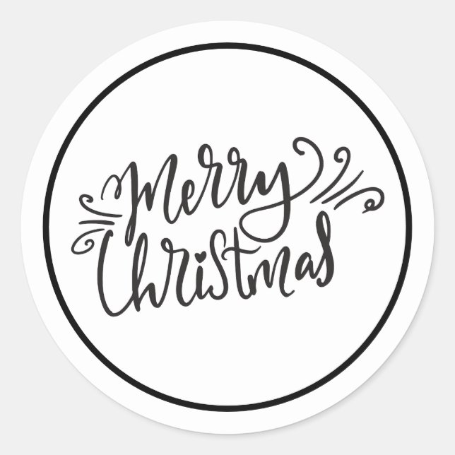 Pegatina Redonda Feliz Navidad Negros y Blancos (Anverso)