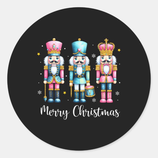 Pegatina Redonda Feliz Navidad Nochebuena de los hombres del Ballet (Anverso)