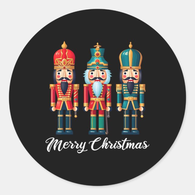 Pegatina Redonda Feliz Navidad Nochebuena de los hombres del Ballet (Anverso)
