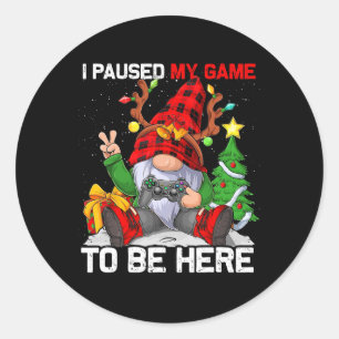 Pegatina Redonda Feliz Navidad Nochebuena Gamer Gnome Video Game Bo