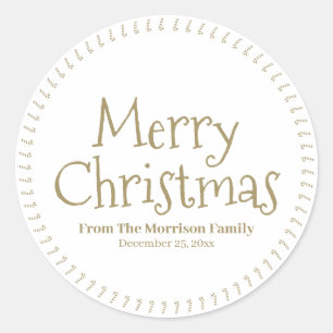 Pegatina Redonda Feliz Navidad nombre personalizado caramelo lindo