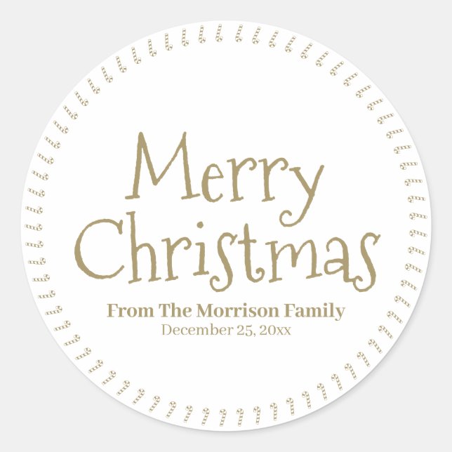 Pegatina Redonda Feliz Navidad nombre personalizado caramelo lindo (Anverso)