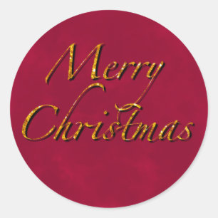 Pegatina Redonda Feliz Navidad, oro de arándanos, caligrafía elegan