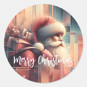 Pegatina Redonda Feliz Navidad Papá Noel 