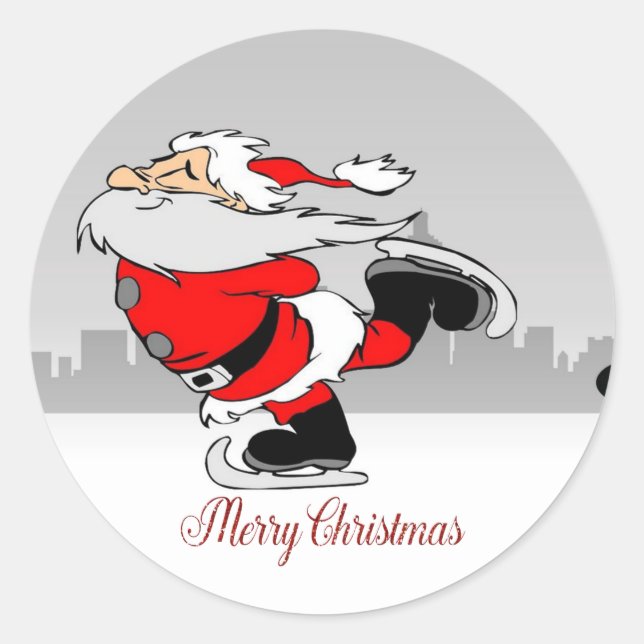 Pegatina Redonda Feliz Navidad, Papá Noel. (Anverso)