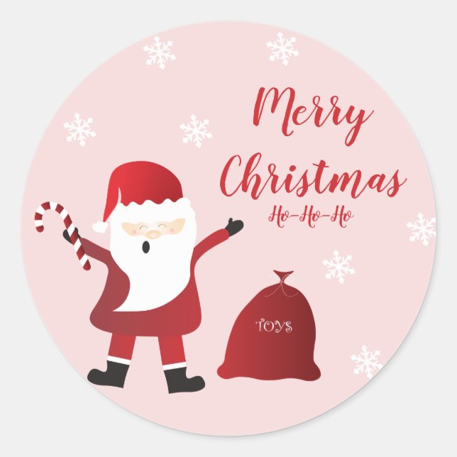 Pegatina Redonda Feliz Navidad Papá Noel (Anverso)