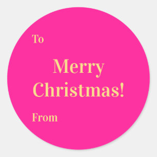 Pegatina Redonda Feliz Navidad Para De Hot Pink Gold