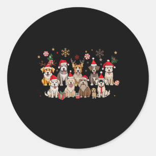 Pegatina Redonda Feliz Navidad Para Perro Woofmas Retro Rindeo Chr