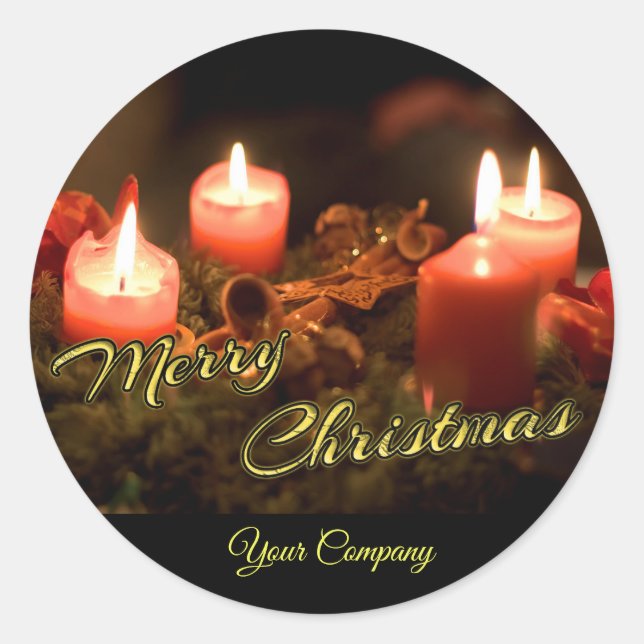 Pegatina Redonda ¡Feliz Navidad para sus clientes! (Anverso)
