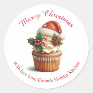 Pegatina Redonda Feliz Navidad Pastel de pasteles personalizados Pe