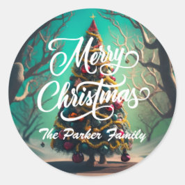 Pegatina Redonda Feliz Navidad pegatinas de ronda personalizados