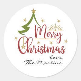 Pegatina Redonda Feliz Navidad personalizada