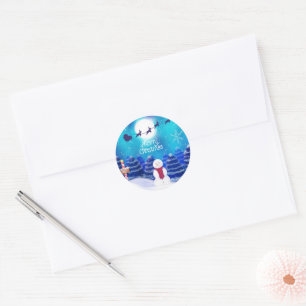 Pegatina Redonda Feliz Navidad personalizado Snowman