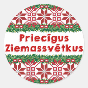 Pegatina Redonda Feliz Navidad Priecīgus Ziemassvētkus