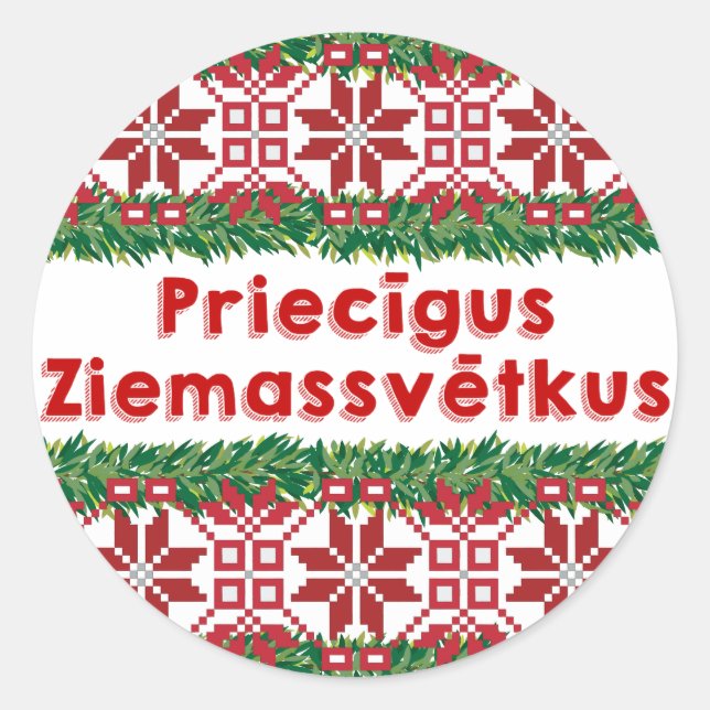 Pegatina Redonda Feliz Navidad Priecīgus Ziemassvētkus (Anverso)