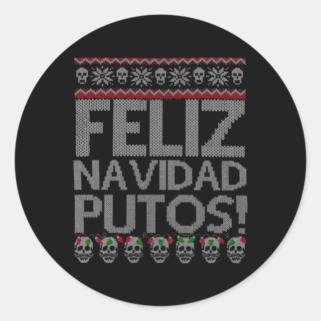 Pegatina Redonda Feliz Navidad putos Chingon (Anverso)