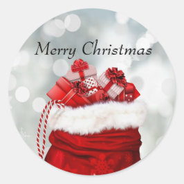 Pegatina Redonda Feliz Navidad, Red Presents