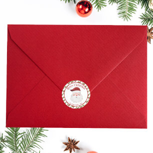 Pegatina Redonda Feliz Navidad Red Santa Claus