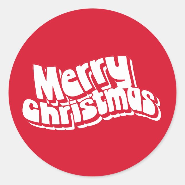 Pegatina Redonda Feliz Navidad Red White Fun Retro (Anverso)