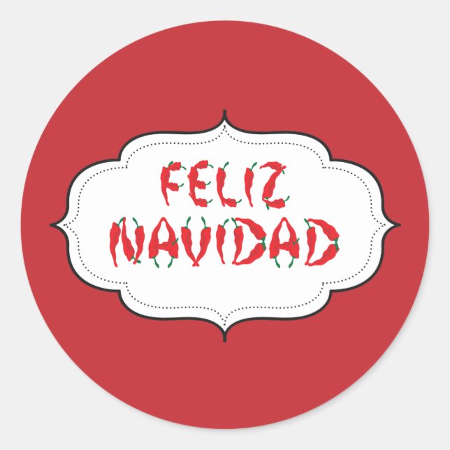 Pegatina Redonda Feliz Navidad rojo Chile (Anverso)