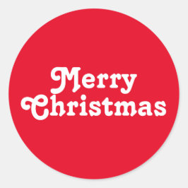 Pegatina Redonda Feliz Navidad rojo y blanco moderno lindo