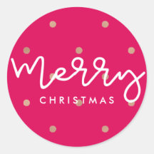 Feliz Navidad Rosa con puntos dorados