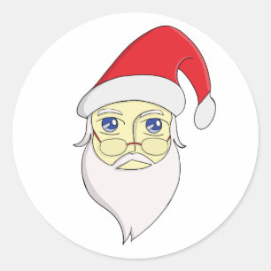 Pegatina Redonda Feliz Navidad Santa