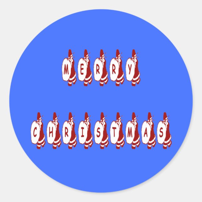 Pegatina Redonda Feliz Navidad Santa Claus Font (Anverso)