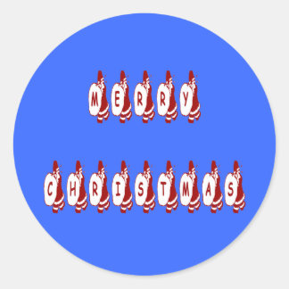 Pegatina Redonda Feliz Navidad Santa Claus Font