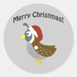 Pegatina Redonda ¡Feliz Navidad! Santa Quail