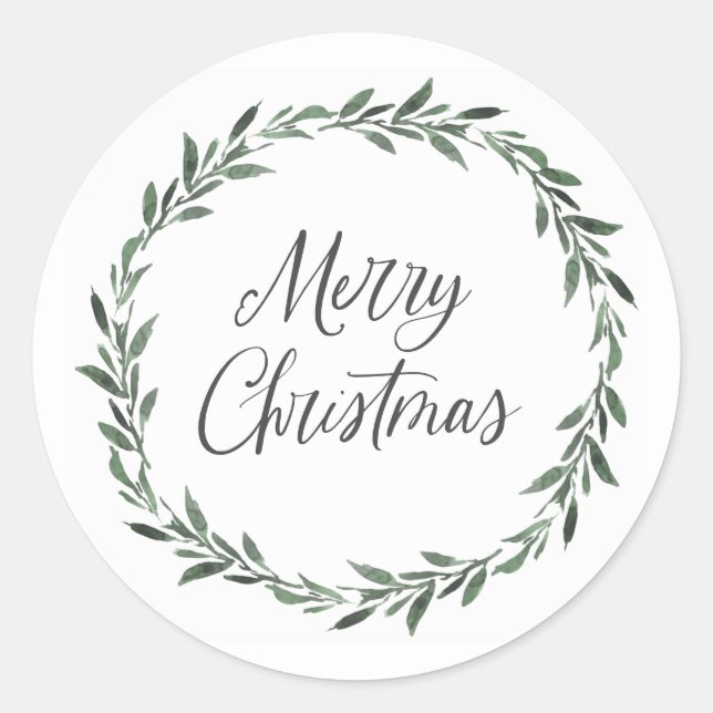 Pegatina Redonda Feliz Navidad Sencillo y Rústico Vegetación de acu (Anverso)