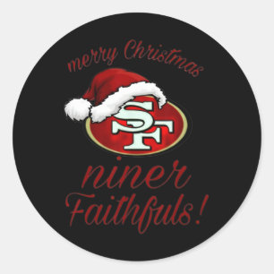 Pegatina Redonda Feliz Navidad Sf 49 Niner Faithfuls
