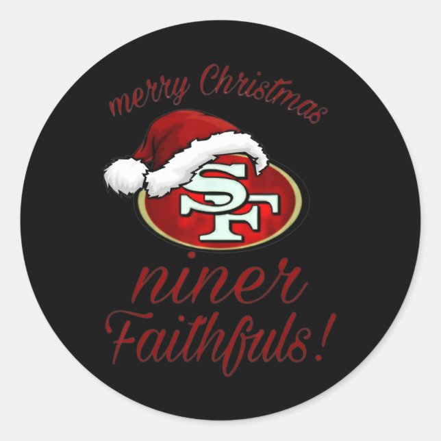 Pegatina Redonda Feliz Navidad Sf 49 Niner Faithfuls (Anverso)