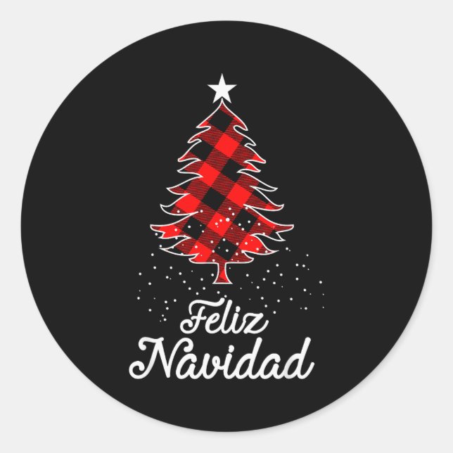 Pegatina Redonda Feliz Navidad Shirts Family - Christmas Trees Buff (Anverso)