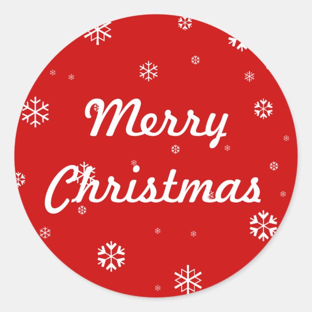 Pegatina Redonda Feliz Navidad Snowflakes (Anverso)
