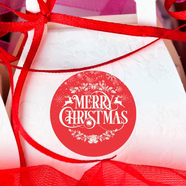 Pegatina Redonda Feliz Navidad Snowflakes (Subido por el creador)