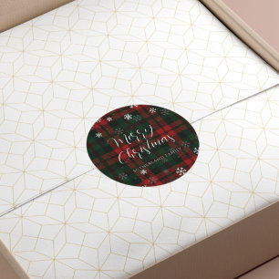 Pegatina Redonda Feliz Navidad Snowflakes Planteó Personalizado Scr