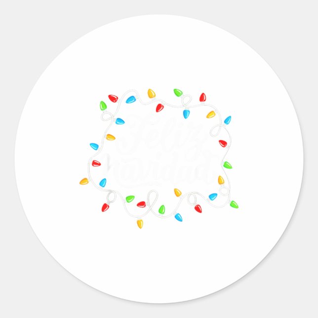 Pegatina Redonda Feliz Navidad Spanish Mexican Christmas Xmas Light (Anverso)