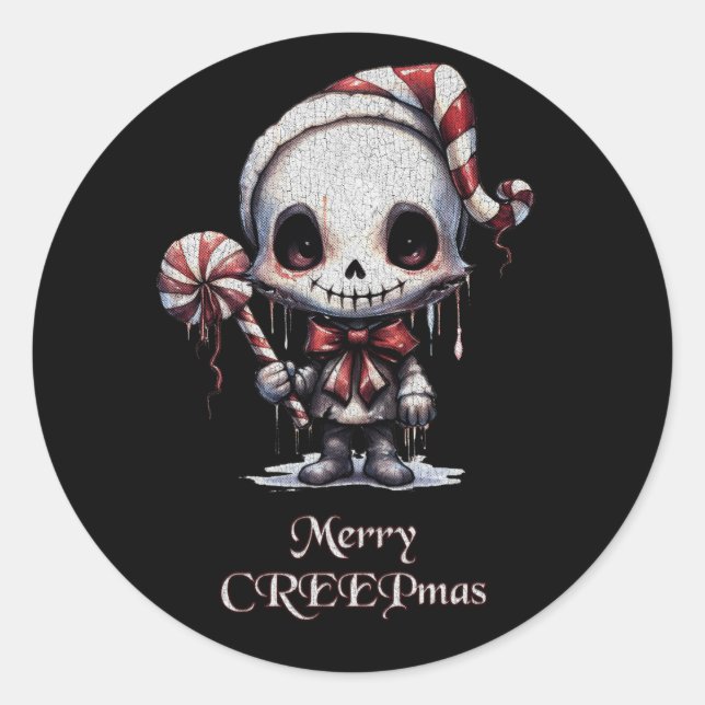 Pegatina Redonda Feliz Navidad Spooky Gothic (Anverso)