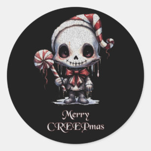 Pegatina Redonda Feliz Navidad Spooky Gothic
