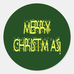 Pegatina Redonda Feliz Navidad Starry Night Font