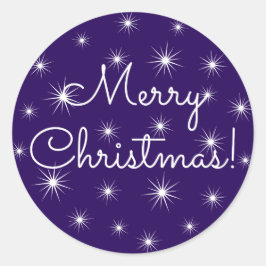 Pegatina Redonda Feliz Navidad Starry Sky