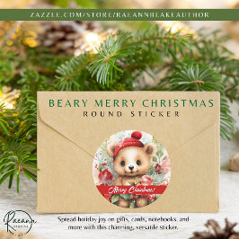 Pegatina Redonda Feliz Navidad Sticker de Beary