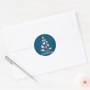 Pegatina Redonda Feliz Navidad T Rex Niños Niños Navidades divertid