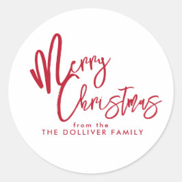 Pegatina Redonda Feliz Navidad | Tipografía roja