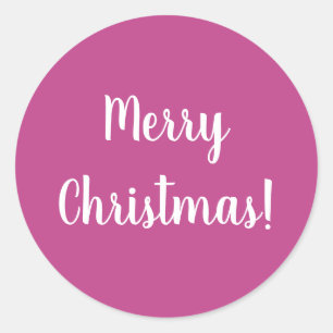 Pegatina Redonda Feliz Navidad Tipografía rosa caliente