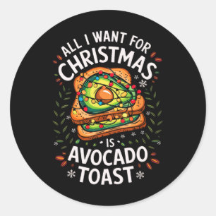 Pegatina Redonda Feliz Navidad Todo Lo Que Quiero De La Tostada De