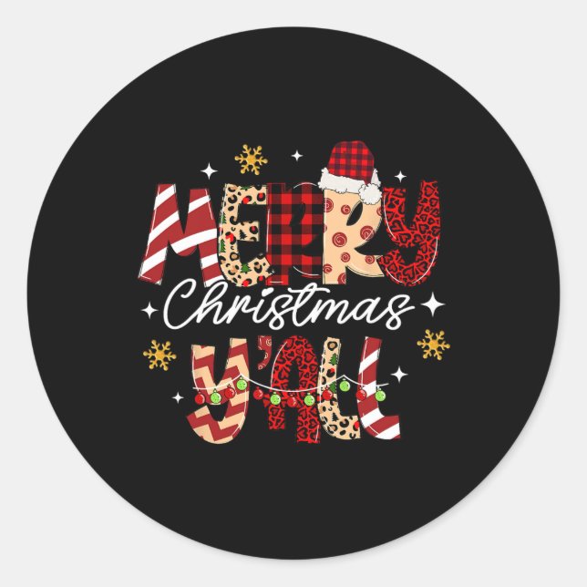 Pegatina Redonda Feliz Navidad Todos Navidades Navidad Hombres Muje (Anverso)