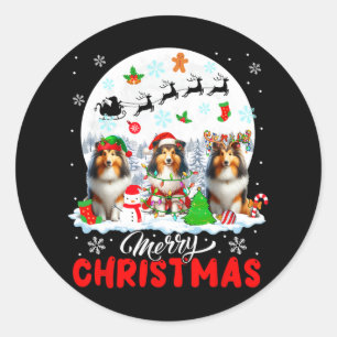 Pegatina Redonda Feliz Navidad Tres Reinos de Santa Elf Shetland